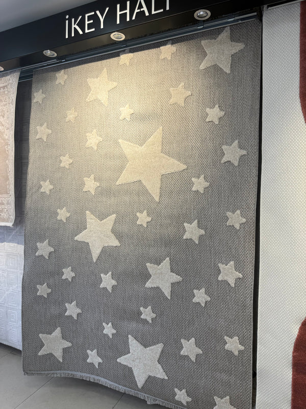 çocuk halısı 160 x 230 gri yıldız